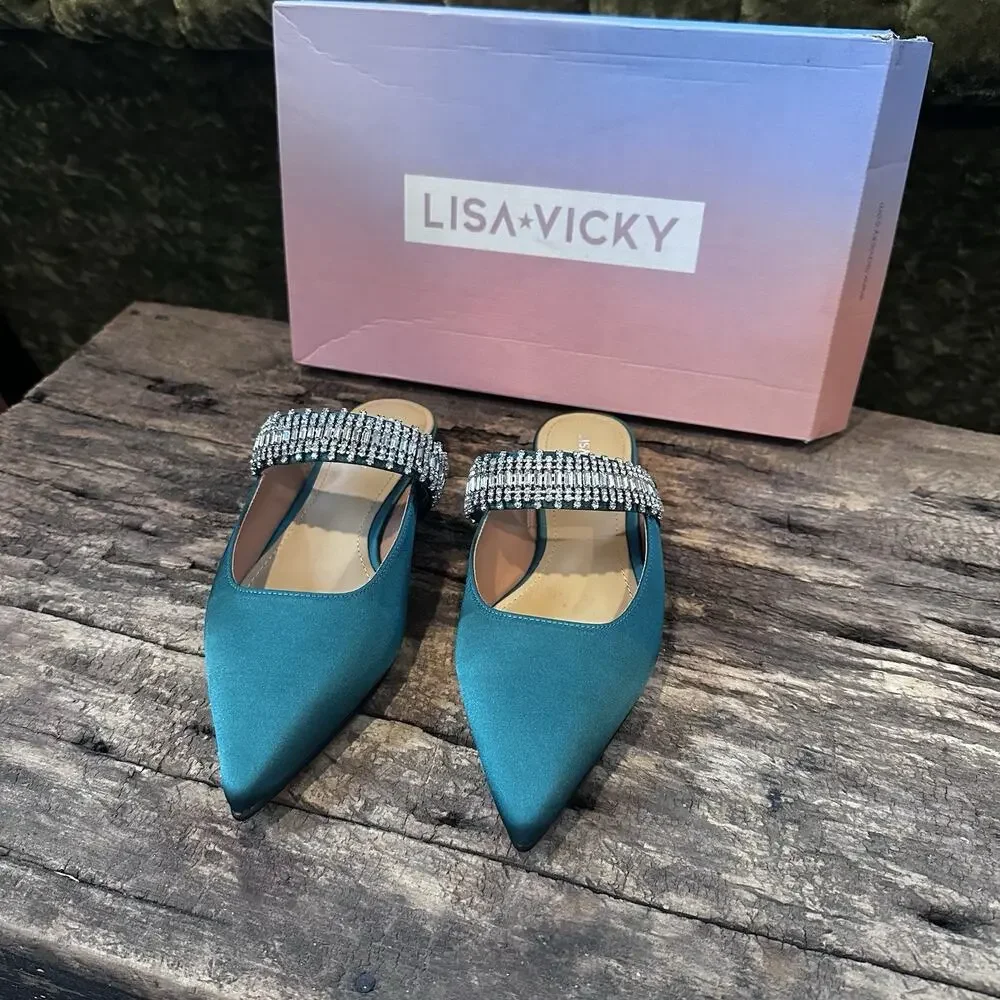 Lisa Vicky MOVE-V Dark Green Satin Flats – Women’s 7.5M, New in Box